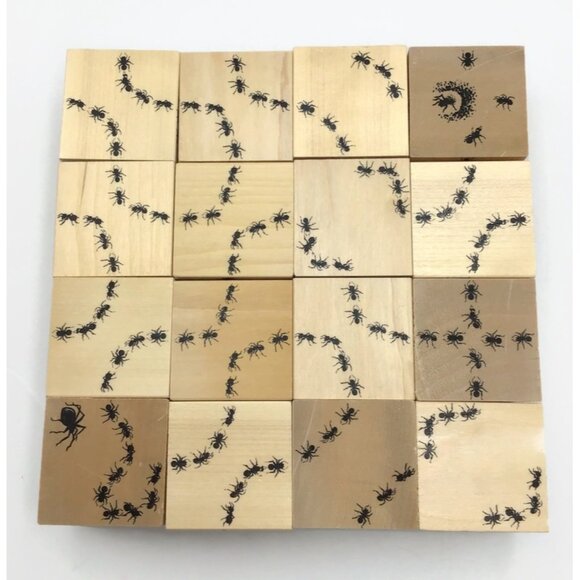 ANTICS Wooden Ant Tracks Army Blocks Full Set 16 Uncle Goose Toys Discontinued - Picture 2 of 7